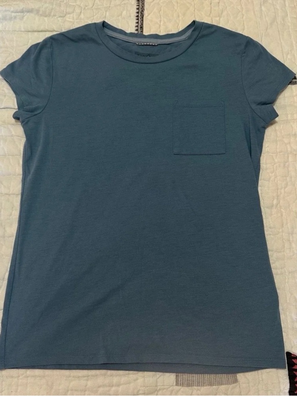 Women’s Classic Crewneck Tee with Chest Pocket - Blue